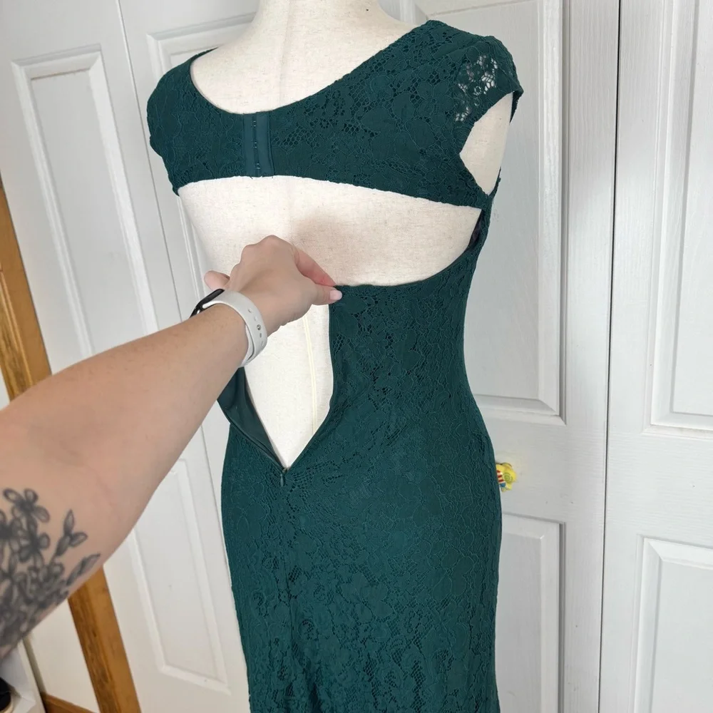 Lulu's Green Lace Maxi Dress - Picture 5 of 14